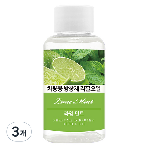 더허브샵 차량용 방향제 리필오일 50ml, 라임민트, 3개