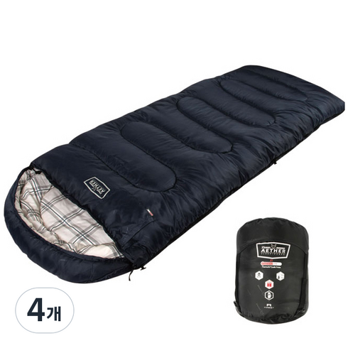 빈슨메시프 캠핑용 침낭 아이테르 210 x 82cm 1인용 머미 2100g, 블루블랙, 4개