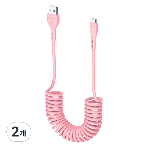 밸류엠 C타입 고속충전 스프링 케이블 20W, 1.5m, 핑크, 2개