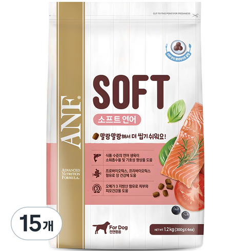 ANF 전연령용 독 소프트사료, 연어, 1.2kg, 15개