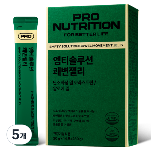 PRONUTRITION 정품 엠티솔루션 쾌변젤리 사과맛, 14회분, 280g, 5개