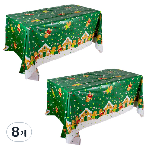 바디보 식탁 크리스마스 식탁보 2p, 그린쿠키맨, 220 x 130 cm, 8개