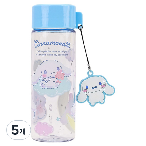 릴팡 시나모롤 팬던트 클리어 트라이탄 물통, 혼합색상, 500ml, 5개