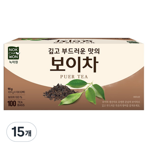 녹차원 보이차, 900mg, 100개입, 15개