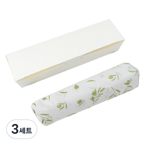 아이엔피 김밥 도시락 50p + 식품 포장지 50p 세트, 화이트(도시락), 올리브(포장지), 3세트