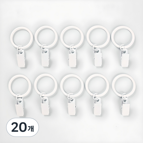 세류홈 커튼 집게링 핑킹형 38mm, 화이트, 20개