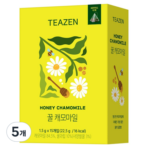 티젠 꿀 캐모마일 삼각티백, 1.5g, 15개입, 5개