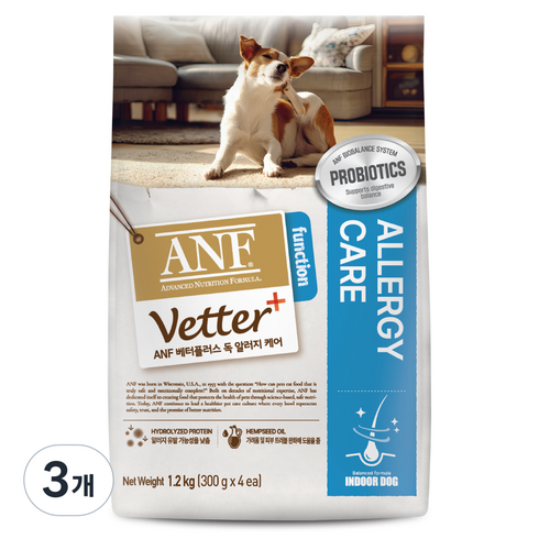 ANF 베터플러스 독 기능성 사료, 피부/피모+알러지, 1.2kg, 3개