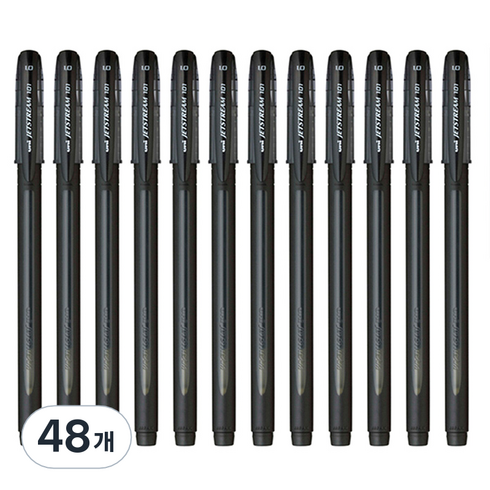 제트스트림 캡식 유성볼펜 1.0mm SX-101-10, 블랙, 48개