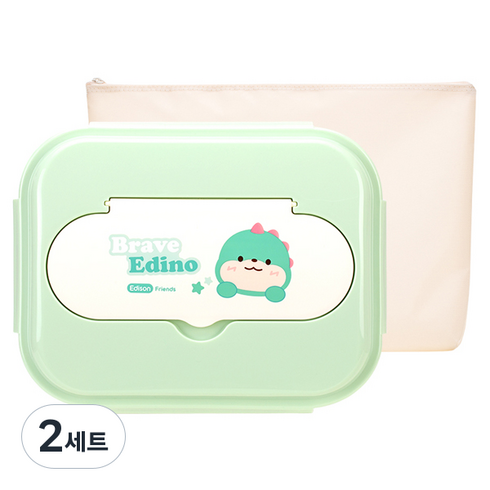 에디슨 프렌즈 하나로 스텐 식판 가방 세트, 공룡민트, 식판 + 가방, 2세트