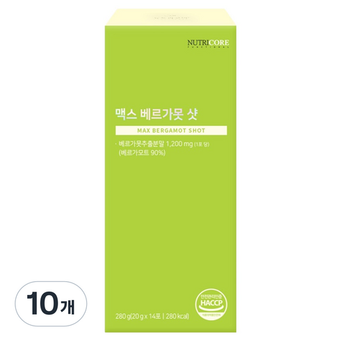 뉴트리코어 맥스 베르가못 샷 14p, 280g, 10개