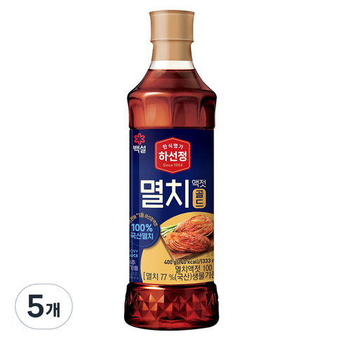 하선정 국산 멸치액젓 골드, 400g, 5개