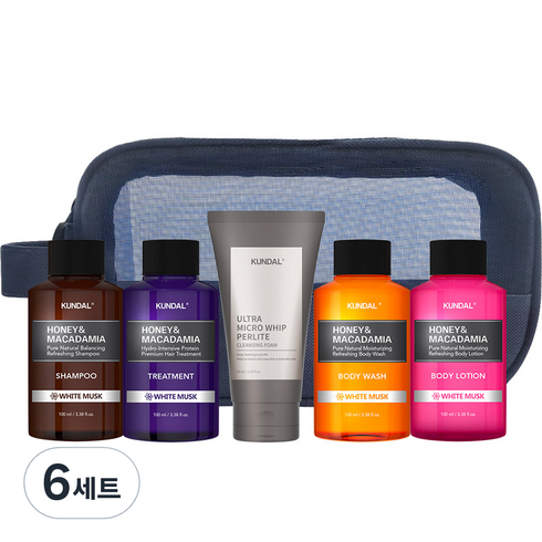 쿤달 여행용 헤어 5종 세트 화이트머스크향 B타입, 6세트