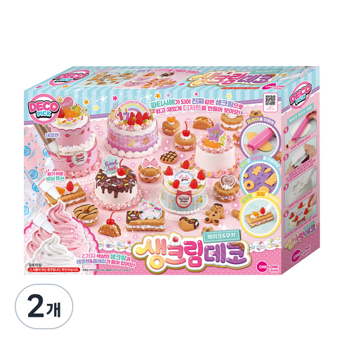 원앤원 데코픽 생크림데코 케이크 쿠키 만들기 세트, 혼합색상, 2개