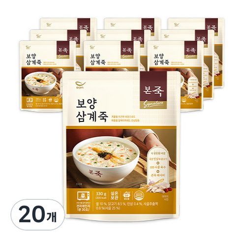 본죽 데워서 바로 먹는 보양삼계죽, 330g, 20개