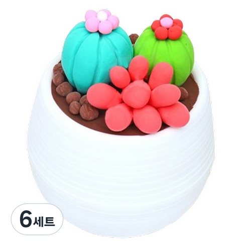 지점토 화분 만들기 어르신용 귀여운 미니미 선인장 클레이 세트 300g, 1, 6세트