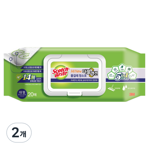 스카치브라이트 올뉴 더블액션 물걸레 청소포 20p, 2개