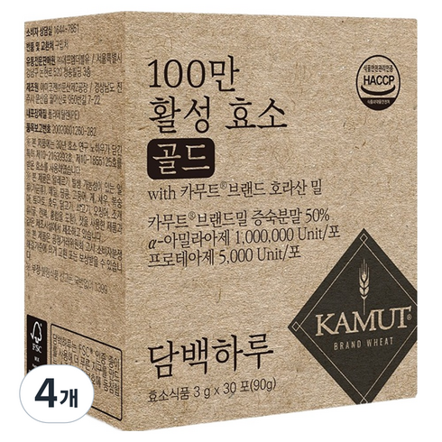담백하루 100만 활성효소 골드, 90g, 4개