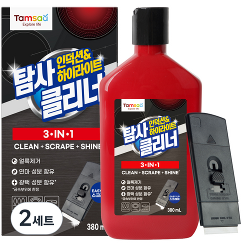 탐사 인덕션 앤 하이라이트 클리너 380ml + 스크래퍼 세트, 2세트