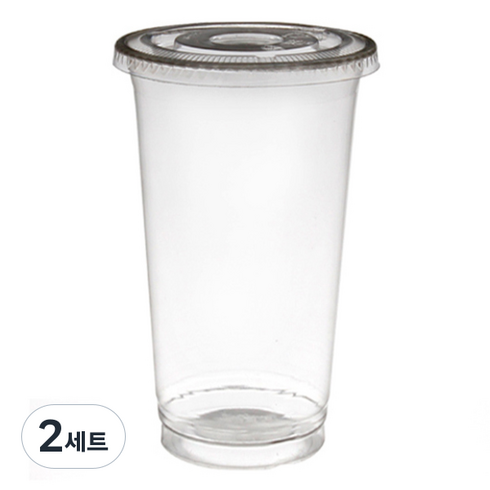 페트 아이스컵 630ml x 100p + 평뚜껑 100p 세트, 2세트