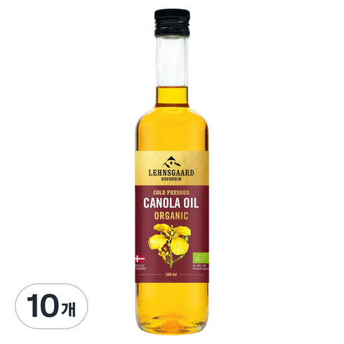 렌스가르드 덴마크 냉압착 유기농 카놀라유, 10개, 500ml