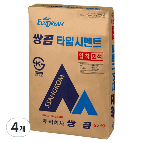 쌍곰 타일 시멘트 압착회색 25kg, 4개