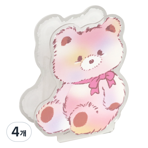 아이코닉 프렌즈 아크릴 펜꽂이 01 Aurora bear, 혼합색상, 4개
