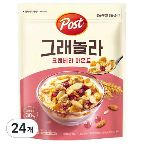 포스트 크랜베리 아몬드 그래놀라, 500g, 24개