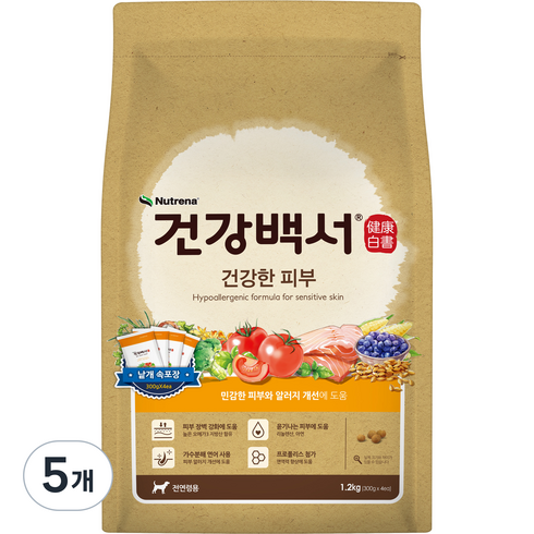 뉴트리나건강백서 강아지 기능성 사료, 1.2kg, 5개
