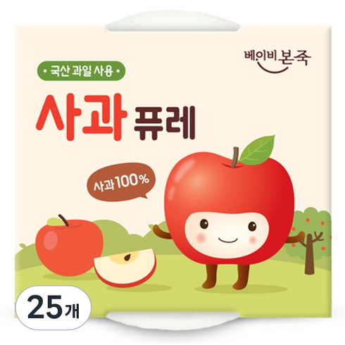 베이비본죽 과일퓨레 2p, 25개, 200g, 사과