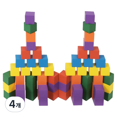 가베가족 큰솔 2.5cm 칼라 쌓기나무 100pcs, 4개