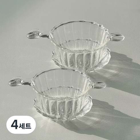 니코트 내열유리 플리츠 티 스트레이너 세트, 4세트