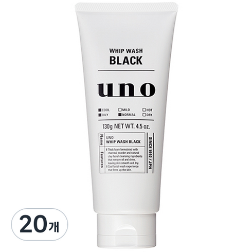 우노 휩 워시 블랙 클렌징, 130g, 20개