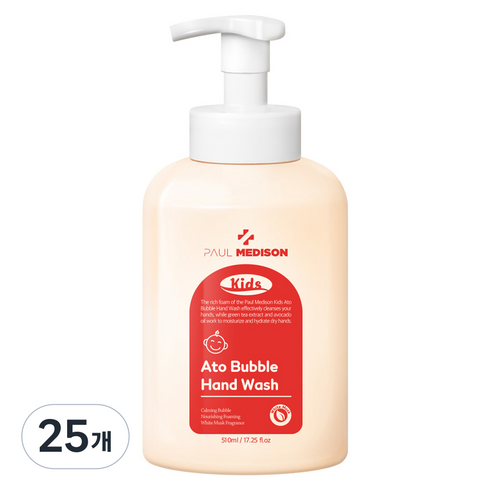폴메디슨 키즈 아토 버블 핸드워시, 화이트머스크향, 510ml, 25개