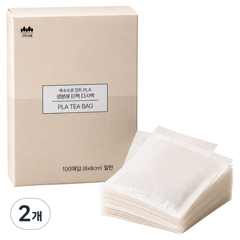 그린내일 생분해 티백 다시백 6x8cm 100매, 화이트, 2개