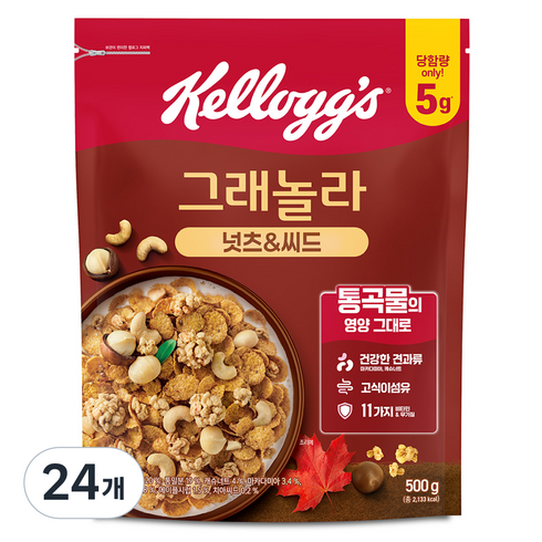 켈로그 넛츠 앤 씨드 그래놀라 시리얼, 500g, 24개