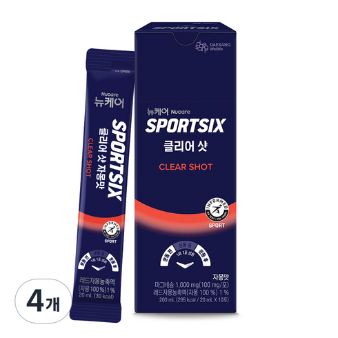 뉴케어스포식스 정품 클리어 샷 헬스보조제, 200ml, 4개