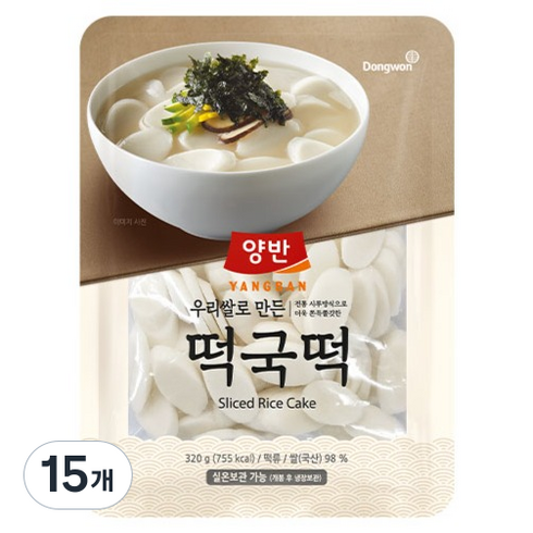 양반 떡국떡, 15개, 320g