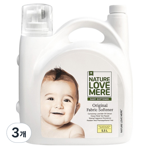 네이쳐러브메레 유아용 오리지널 섬유유연제 용기형 본품, 5.5L, 3개