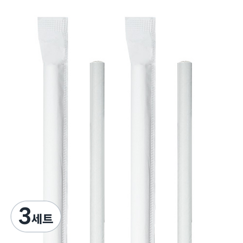 냅킨코리아 21센치 종이빨대 개별포장 화이트, 500개, 3세트