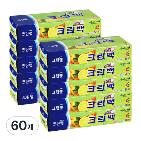 크린랩 크린백 소 25cm x 35cm, 소(S), 50개입, 60개