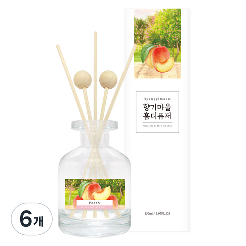 향기마을 실내용 홈 디퓨저, 복숭아, 150ml, 6개