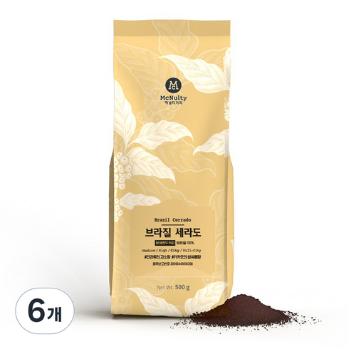 맥널티커피 브라질 세라도 싱글 오리진 분쇄 원두 커피, 에스프레소, 500g, 6개