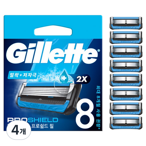 질레트 정품 프로쉴드 칠 면도날, 8개입, 4개