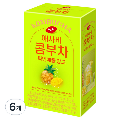 동서 애사비 콤부차 파인애플 망고, 5g, 10개입, 6개