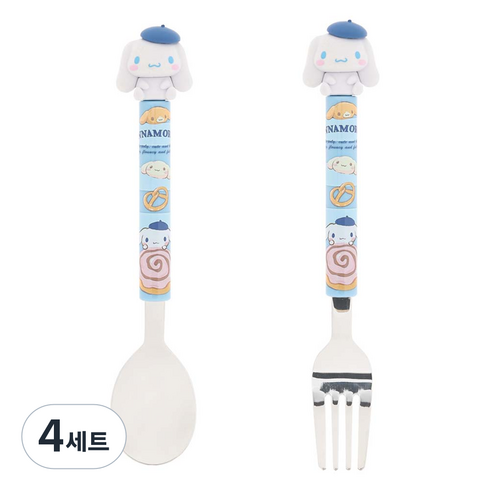 릴팡 시나모롤 피규어 통통마스코트 세트, 혼합색상, 스푼 + 포크, 4세트