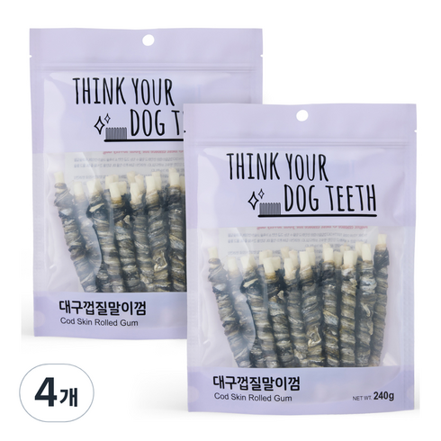 띵크유어도그티 강아지 딩고껌 스틱형 24P, 대구껍질말이, 240g, 4개