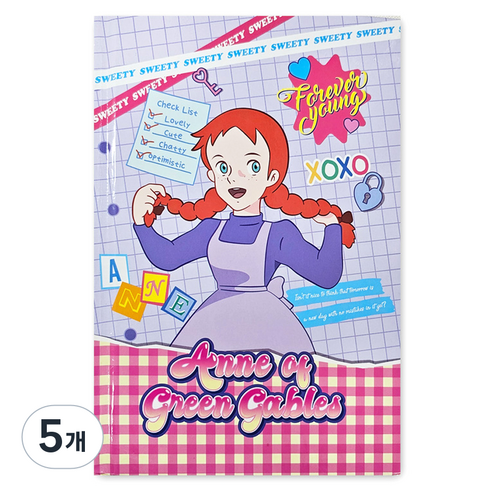 플라잉웨일즈 빨강머리앤 다이어리 만년형, 틴팝 퍼플, 5개