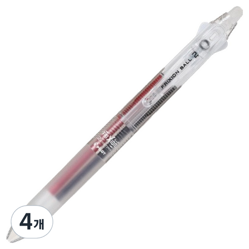 파이롯트 프릭션 볼 2 볼펜 0.38mm, 투명, 4개
