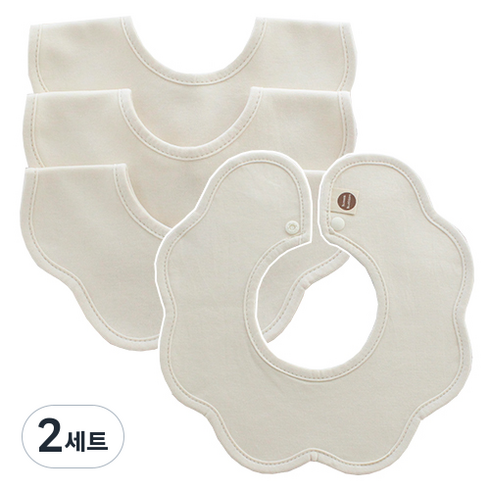 바니블라썸 롤링 턱받이 4종 세트, 베이지무지, 4개입, 2세트